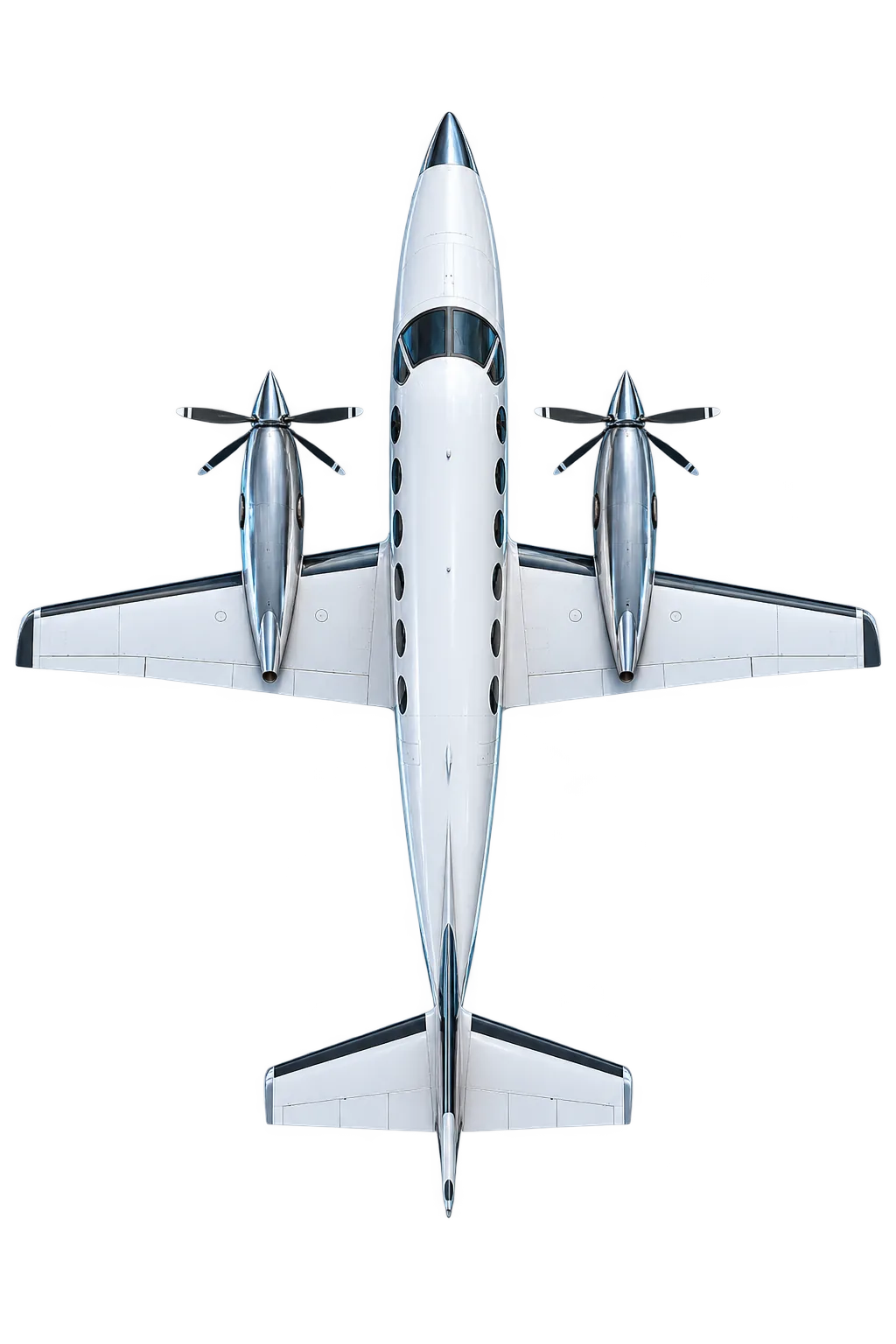 Overhead illustration of a generic twin-engine executive turboprop